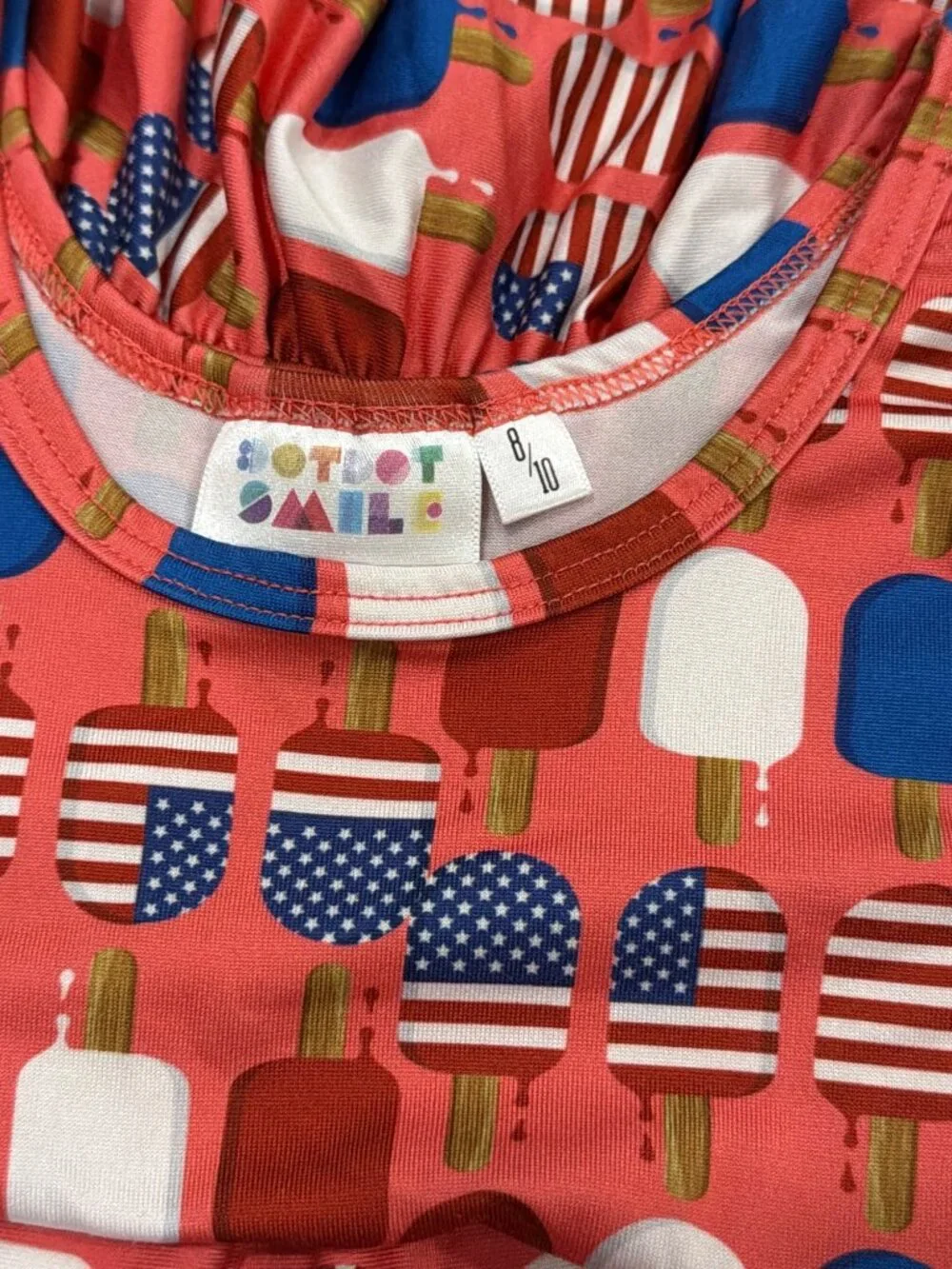 Dot Dot Smile DDS Patriotic Popsicle Print Lucy Twirl Dress 8/10